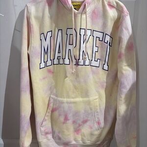 NEW - Chinatown Market Boarder Arc Spellout Pink Tie Dye Hoodie Size Small NWT